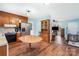 Cozy eat-in kitchen featuring wood cabinets and stainless steel refrigerator at 109 Terrace Pl, Lincolnton, NC 28092