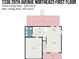 Floor plan showcasing the first floor layout with kitchen, bath, garage, deck and living room dimensions at 1336 26Th Ne Ave, Hickory, NC 28601