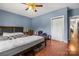 A bedroom featuring hardwood floors and a ceiling fan at 189 Billy Jo Rd, Mooresville, NC 28117
