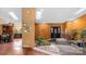 Unique entryway with an indoor pond and bridge feature, adding a touch of nature to the home's interior at 189 Billy Jo Rd, Mooresville, NC 28117