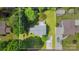 Aerial shot of the property with house, driveway and fenced yard at 204 Myers St, Fort Mill, SC 29715