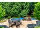 Inviting pool area with patio furniture, surrounded by lush greenery providing a serene outdoor retreat at 2153 Darian Way, Waxhaw, NC 28173