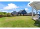 Well-maintained backyard with a covered patio, lush lawn, and privacy fence at 6159 Holland St, Fort Mill, SC 29707