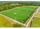Aerial view of a large artificial turf soccer field in a community, surrounded by trees at 660 Daventry Ct # 35, Clover, SC 29710