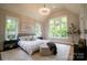 This bedroom features a ceiling lamp, dual windows, bedside tables, and an area rug at 724 Ideal Way, Charlotte, NC 28203
