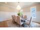 Bright dining room with large windows, chandelier, wainscoting, and seating for eight at 724 Ideal Way, Charlotte, NC 28203