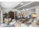 Bright living space features a kitchen, dining and living room, skylights, and views of the backyard at 742 Lansdowne Rd, Charlotte, NC 28270