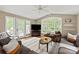 Spacious living area with a vaulted ceiling, large windows, and comfortable seating at 9941 Heritage Oak Ln, Waxhaw, NC 28173