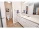 Bathroom featuring a single sink vanity, walk-in shower, and neutral walls at 114 Walnut Creek Rd # 24, Belmont, NC 28012