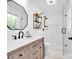 Modern bathroom with a glass-enclosed shower, stylish vanity, and matte black fixtures at 2008 Faulkner Rd, Clover, SC 29710