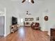 Spacious living room with hardwood floors, vaulted ceiling, and neutral decor at 2008 Faulkner Rd, Clover, SC 29710