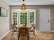 Cozy dining area with a round table set by a bay window, offering natural light and a view of lush greenery at 2848 Briar Ridge Dr, Charlotte, NC 28270