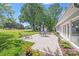 Paver patio with seating, dining table, golf course view, and landscaped yard at 3619 Chilham Pl, Charlotte, NC 28226