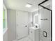 Bathroom featuring modern sink, frameless glass shower, and gray wall paint at 502 Hyde St, Kannapolis, NC 28083