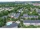 Stunning aerial view of a residential community with lush green landscaping and a sparkling swimming pool at 650 Raphael Pl, Charlotte, NC 28205