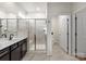 Well-lit bathroom with a glass-enclosed shower, and a separate toilet room for added privacy at 8000 Millbridge Pkwy, Waxhaw, NC 28173