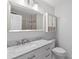 Bathroom featuring marble counters, vanity, mirror, and toilet at 8214 Coristar Pl, Huntersville, NC 28078