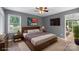 Virtually Staged bedroom featuring hardwood floors and neutral tones at 8214 Coristar Pl, Huntersville, NC 28078
