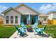 Inviting backyard featuring a patio, chairs, and a fire pit, creating a perfect outdoor gathering space at 8726 Castle Cliff Dr, Matthews, NC 28105
