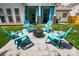 Inviting backyard space features stylish Adirondack chairs around a fire pit, perfect for entertaining guests at 8726 Castle Cliff Dr, Matthews, NC 28105