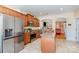 Well-lit kitchen features stainless steel appliances, wooden cabinets and granite countertops and an island at 9527 Turning Wheel Dr, Charlotte, NC 28214