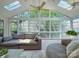 Bright sunroom with skylights, vaulted ceilings, and large windows at 13316 Alex Mill Dr, Pineville, NC 28134