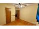 Bedroom with hardwood floors, ceiling fan and a neutral color scheme at 1684 Montevista Dr, Shelby, NC 28150