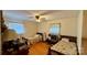 Bedroom with hardwood floors, two twin beds, and a ceiling fan for added comfort at 1684 Montevista Dr, Shelby, NC 28150