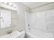 Clean bathroom with a shower and updated vanity sink at 218 Valleybrook Ln, Troutman, NC 28166