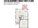 This is the first floorplan with room layouts and dimensions of the kitchen, living room, and garage at 334 Bluebonnet Dr, Salisbury, NC 28146