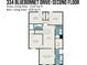 This is the second floorplan which includes the floor's layout and dimensions of bedrooms and bathrooms at 334 Bluebonnet Dr, Salisbury, NC 28146