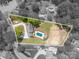 Overhead view of the property's layout including house, driveway and pool with approximate lot lines at 3755 11Th Ne St, Hickory, NC 28601