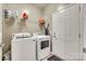 A simple laundry room with a washer, dryer, shelving and a door at 4083 Home Grown Way, Clover, SC 29710