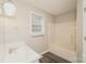 Bathroom featuring a tub shower combination, vanity with solid surface countertop, and vinyl floors at 592 Rambo E Rd, Rock Hill, SC 29730