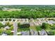 Aerial view of a residential area, showcasing the neat lawns, tree-lined streets and well-spaced houses at 8800 Darcy Hopkins Dr, Charlotte, NC 28277