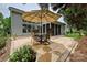 Backyard patio area is great for entertaining and relaxation in the shade of the large umbrella at 1000 Millbank Dr, Matthews, NC 28104