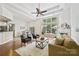 Spacious living room with vaulted ceilings, large windows, and a fireplace, creating a comfortable and inviting atmosphere at 1000 Millbank Dr, Matthews, NC 28104