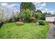 Expansive backyard featuring a gazebo, garden boxes and mature trees that provides ample shade at 106 S Oakwood Dr, Kings Mountain, NC 28086