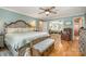 Spacious main bedroom with hardwood floors, neutral walls, and closet with mirrored doors at 106 S Oakwood Dr, Kings Mountain, NC 28086