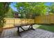 A backyard patio features a dining table surrounded by an enclosed yard at 1139 Hampton Gardens Ln, Charlotte, NC 28209