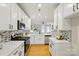 Bright kitchen features stainless steel appliances, white cabinets and granite countertops at 1139 Hampton Gardens Ln, Charlotte, NC 28209