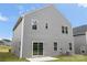Rear exterior view with neutral siding, sliding door, and patio at 1933 Tin Roof Ln, Monroe, NC 28112