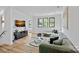 Bright living room with hardwood floors, large windows, a comfortable sectional sofa, and modern decor at 3209 Mayfield Ave # 11, Charlotte, NC 28209