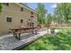 Spacious backyard with a picnic table and additional lounge seating is perfect for entertaining at 323 Richmond Rd, Salisbury, NC 28144