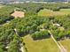 Picturesque aerial view of sprawling property with mature trees, open fields, and quiet country homesites at 5317 Friendly Baptist Ch Rd, Indian Trail, NC 28079
