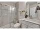 Bathroom featuring a glass-enclosed shower and white vanity at 6113 Russo Ct, Lancaster, SC 29720