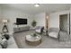 Bright living room featuring neutral walls, modern furniture, and a large television set for entertainment at 6113 Russo Ct, Lancaster, SC 29720