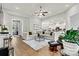 Open-concept living area with hardwood floors, modern furnishings, and an inviting atmosphere at 7549 Short Putt Ct, Charlotte, NC 28215