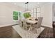 Elegant dining room featuring a modern chandelier, decorative prints, and abundant natural light at 7927 Fairmont Dr, Waxhaw, NC 28173