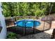 Private fenced in pool surrounded by lush greenery offering a relaxing outdoor space at 85 Riley Dr, Taylorsville, NC 28681